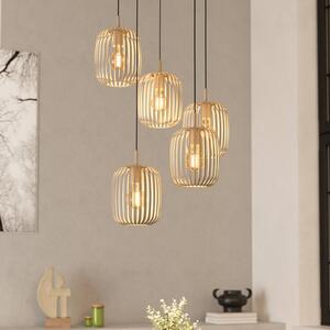 EGLO Závěsná lampa Romazzina, písková barva, ocel, Ø 50 cm, 5 světel., stmívatelný, Krémová / jantar, Obývací pokoj / jídelna, kov, Moderní
