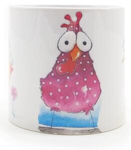 Porcelánový hrnek Srdeční záležitost Slepičky, bílý, český autorský design, 200 ml