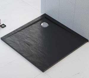 Polimat Perrito Black čtvercová sprchová vanička imitace kamene, litý mramor Rozměr vaničky: 80x80cm