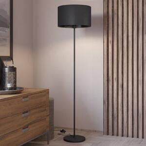 EGLO Stojací lampa Maserlo, černá, výška 151 cm, látka/ocel, Černá, Obývací pokoj / jídelna, kov, Moderní