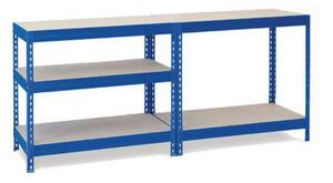 Kovový regál Basic, 172 x 90 x 45 cm, 175 kg/police, 5 dřevotřískových polic, modrý