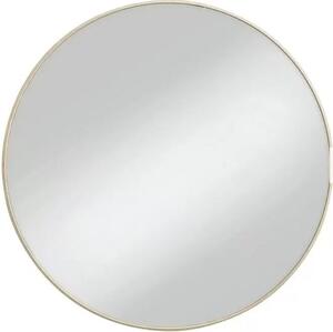 Kulaté zrcadlo na stěnu Levi / Ø 80 cm / vzhled dřeva / kov / zlatá