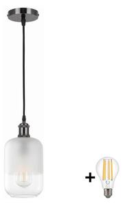 BRILAGI - LED Lustr na lanku RETRO GLASS 1xE27/60W/230V pr. 14 cm černá/bílá