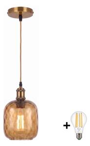 BRILAGI - LED Lustr na lanku RETRO GLASS 1xE27/60W/230V pr.14cm zlatá/kouř hnědá