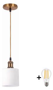 BRILAGI - LED Lustr na lanku RETRO GLASS 1xE27/60W/230V pr. 10 cm zlatá/bílá