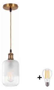 BRILAGI - LED Lustr na lanku RETRO GLASS 1xE27/60W/230V pr. 14 cm zlatá/bílá