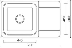 Nerezový dřez Sinks GRAND 790 V 0,7mm matný