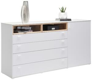 KOMODA, bílá, barvy dubu, 180,4/92,8/43 cm Hom`in - Široké komody