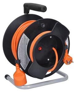 SOLIGHT Prodlužovací přívod na bubnu, 1 zásuvka, 25m, oranžový kabel, 3x 1,5mm2