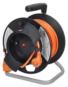 SOLIGHT Prodlužovací přívod na bubnu, 1 zásuvka, 25m, oranžový kabel, 3x 1,5mm2