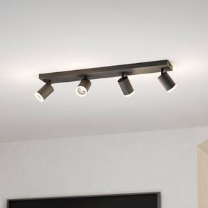 EGLO connect Smart LED bodovka Melitello-Z, 4-bodová, černá, stmívatelný, Černá, Obývací pokoj / jídelna, Hliník, Moderní