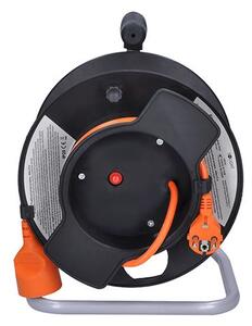 SOLIGHT Prodlužovací přívod na bubnu, 1 zásuvka, 25m, oranžový kabel, 3x 1,5mm2