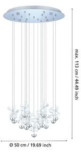 Stars of Light EGLO LED závěsné světlo Pianopoli chrom 50x113 cm, stmívatelný, Chrom / stříbro, Obývací pokoj / jídelna, Nerezová ocel, Design