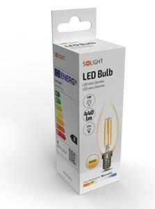 SOLIGHT LED retro žárovka svíčka čirá 4W, E14, 3000K, 360°, 440lm