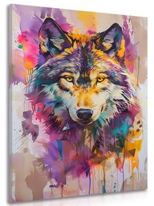 Obraz vlk s imitací malby