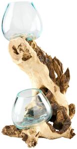 VÁZA, dřevo, sklo, 40 cm Ambia Home - Skleněné vázy