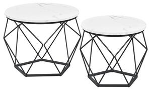 Přístavný stolek MRAMOR bílý mramor/černá