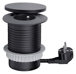 SOLIGHT Vestavná zásuvka + USB A+C + Wireless 10W, otočné víčko, kabel 2m, černá