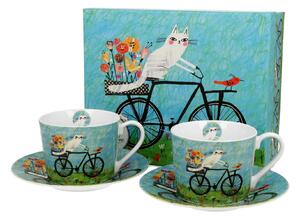 Duo Porcelánový šálek s podšálkem Bike Cat 230 ml sada 2ks