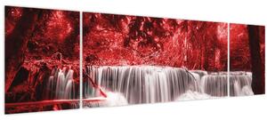 Obraz - Vodopád, červený (170x50 cm)