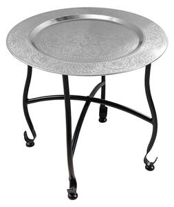 Odkládací stolek MARRAKESH 40 CM stříbrný odnímatelný podnos skladem