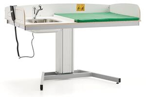 AJ Produkty Přebalovací pult NEIL, výškově nastavitelný, 1400 mm, s umyvadlem vlevo