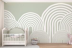 Fototapeta Bílé a šedé pozadí se zakřivenými liniemi, Geometrické 3D fototapety, Populární fototapety, w08037v2 - Tapeko.co.cz