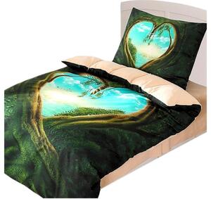 Povlečení 3D SRDCE zelená, 70x90 a 140x200 cm