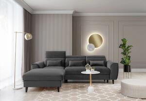 Elegantní rohová sedací souprava SUNNIVA - tmavě šedá, levý roh