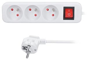 SOLIGHT Prodlužovací přívod 3m, 3 zásuvky, vypínač, 16A/3680W, PVC, bílý