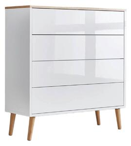 KOMODA, bílá, barvy dubu, vysoce lesklá bílá, 79/86/33 cm MID.YOU - Komody na nožičkách, Online Only