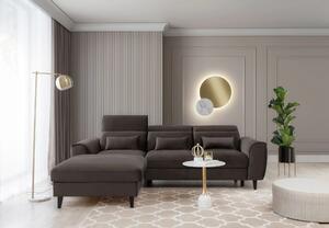 Elegantní rohová sedací souprava SUNNIVA - hnědá, levý roh