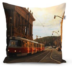Sablio Polštář Tramvaj v historickém městě - 40x40 cm