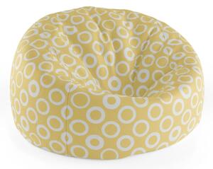 Sablio Sedací vak Cocoon Bílé kruhy na žluté - 75 x 45 x 35 cm