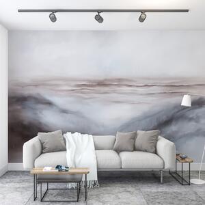 Fototapety Abstraktní krajina v pastelových barvách, tahy štětcem, pláž, moře, paleta šedých barev, Fototapety akvarel, w08141 : uwalls.cz