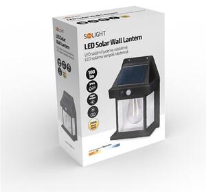 SOLIGHT LED solární lucerna nástěnná, teplá bílá, 12x17cm, černá