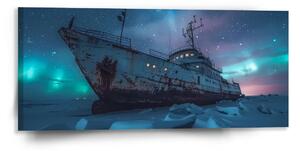 Sablio Obraz Vrak lodi při polární záři - 110x50 cm