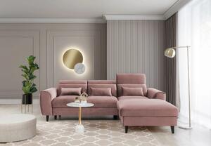 Elegantní rohová sedací souprava SUNNIVA - světle růžová, pravý roh