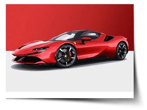 Sablio Plakát Ferrari na červenobílé - 60x40 cm
