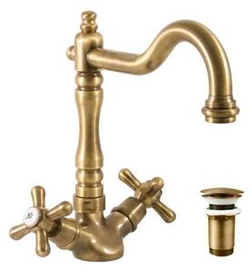 RAV Slezák MK121.0/8SM - Umyvadlová baterie + výpusť MORAVA RETRO stará mosaz