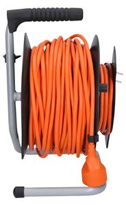 SOLIGHT Prodlužovací přívod na bubnu, 1 zásuvka, 50m, oranžový kabel, 3x 1,5mm2