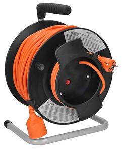 SOLIGHT Prodlužovací přívod na bubnu, 1 zásuvka, 50m, oranžový kabel, 3x 1,5mm2