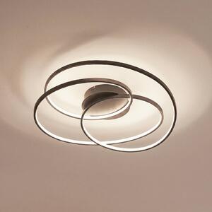 Lindby LED stropní svítidlo Kateryna, černé, Ø 60 cm, stmívatelné, stmívatelný, Černá, Obývací pokoj / jídelna, Moderní