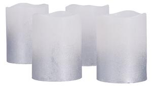 SOLIGHT Sada 4 LED svíček s časovačem 6,5cm, stříbrná barva, 4xCR2032
