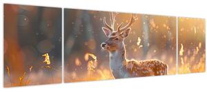 Obraz - Jelen v poli (170x50 cm)