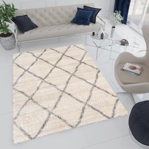 Chemex Moderní koberec Versay Shaggy - tvary - krémový Rozměr koberce: 120x170 cm