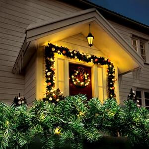 SOLIGHT LED vánoční girlanda s jehličím, 5m, 80x LED, časovač, 3xAA, IP44