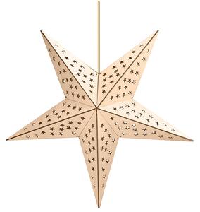 SOLIGHT LED dřevěná závěsná vánoční hvězda, časovač, 20x LED, 65cm, 2x AA