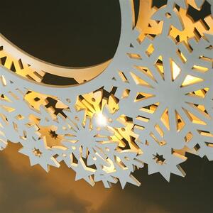 SOLIGHT LED dřevěný vánoční věnec, 10x LED, bílá, 30cm, časovač, 2x AA