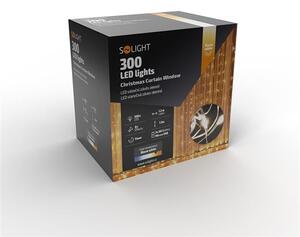 SOLIGHT LED vánoční závěs okenní, stříbrný, 300x mini LED, 1,2x1,5m, časovač, 8 funkcí, USB, IP20